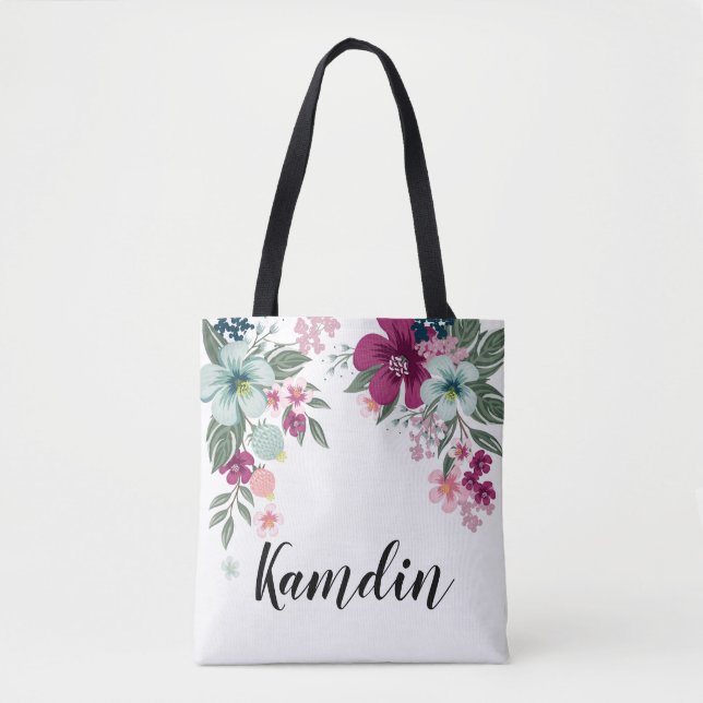 Bolsa de té personalizada Flor tropical en blanco (Anverso)