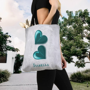 Bolsa de té personalizada para corazones verde azu