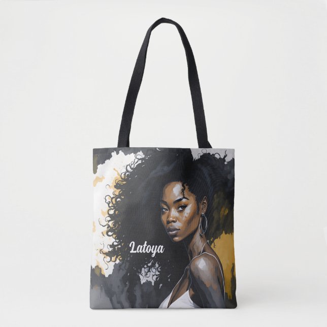 Bolsa de té personalizada para mujer negra (Anverso)