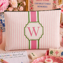 Bolsa de Tejas de Mahjong de Seersucker Rosa Perso