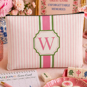 Bolsa de Tejas de Mahjong de Seersucker Rosa Perso