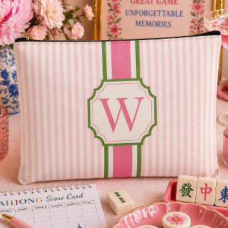 Bolsa de Tejas de Mahjong de Seersucker Rosa Perso