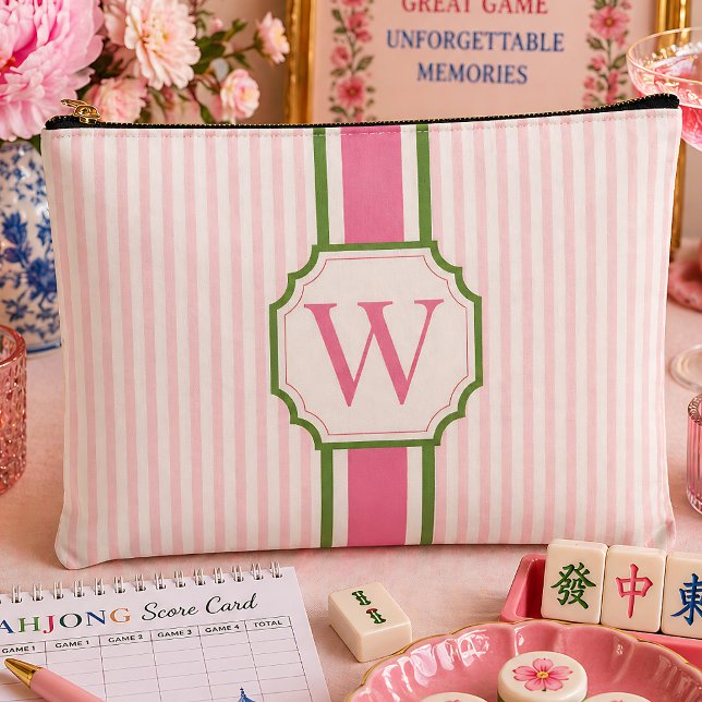 Bolsa de Tejas de Mahjong de Seersucker Rosa Perso (Subido por el creador)