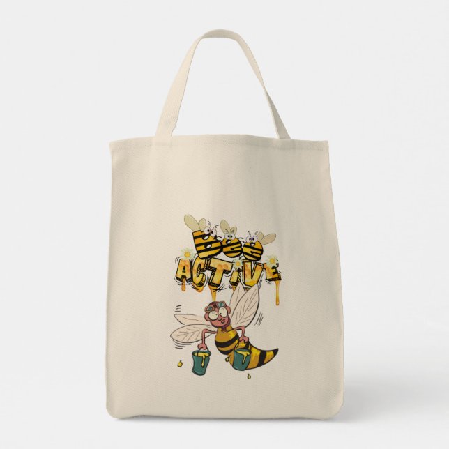 bolsa de tela con abejas graciosas (Reverso)