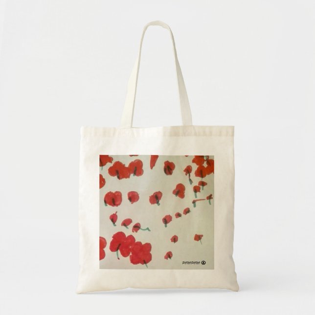 bolsa de tela con campo de amapolas (Frente)