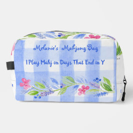 Bolsa de tela con dados y azulejos de Mahjong con