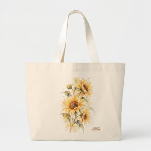Bolsa de tela con girasoles en acuarela