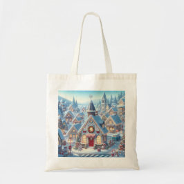 Bolsa de tela con paisaje navideño
