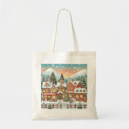 Bolsa de tela con paisaje navideño