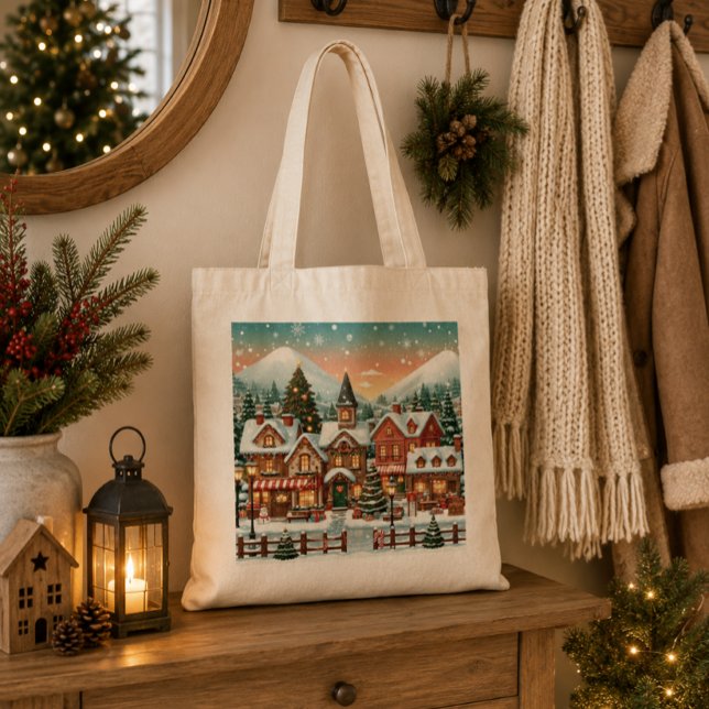 Bolsa de tela con paisaje navideño (Subido por el creador)