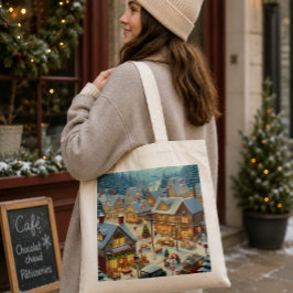 Bolsa de tela con paisaje navideño