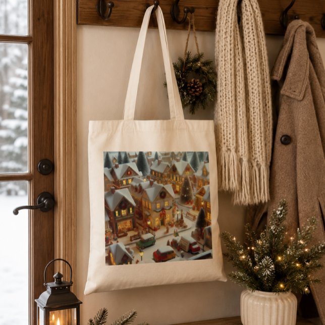 Bolsa de tela con paisaje navideño (Subido por el creador)