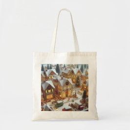 Bolsa de tela con paisaje navideño