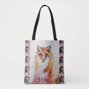 Bolsa de tela de color rojo de Fox Watercolor