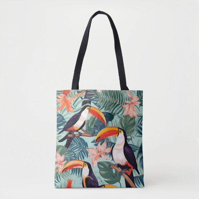 Bolsa de tela de loro tropical (Anverso)