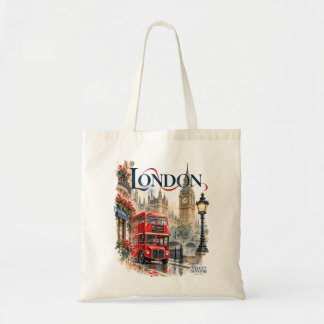Bolsa de tela Londres con autobús rojo y arquitect