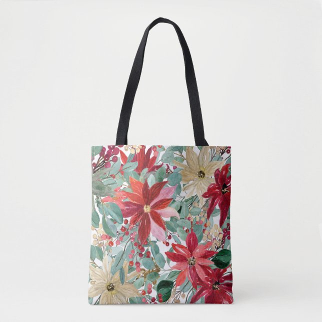 Bolsa de tela para mujeres con flores estéticas (Anverso)