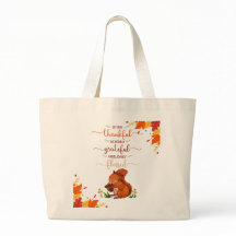 Bolsa de tema de otoño de ardilla linda agradecida