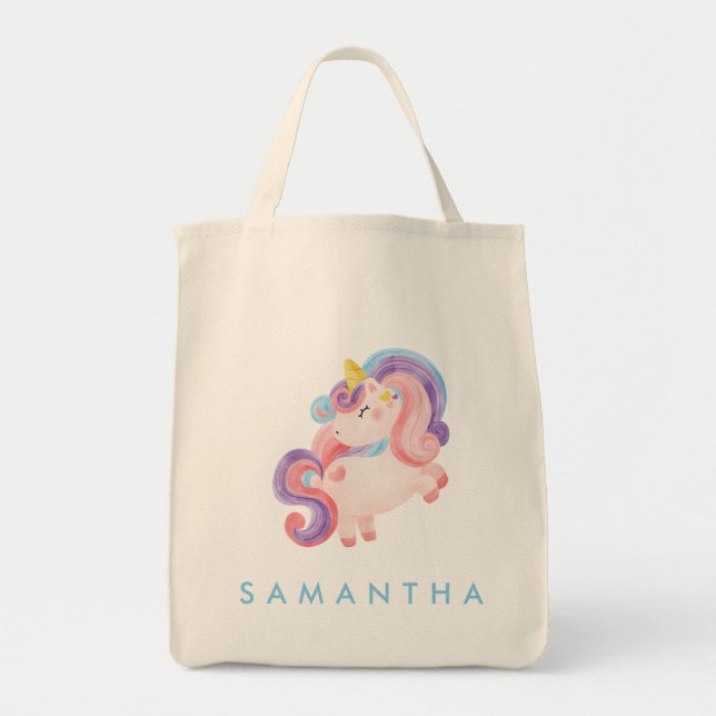 Bolsa de tetas azul de arcoiris unicornio personal (Frente)