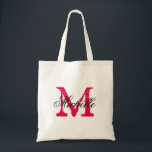 Bolsa de tetas de boda rosa y negro de Fuchsia con<br><div class="desc">Bolsa de tetas de boda rosa y negro fucsia con monograma personalizado. Diseño de letras iniciales de estilo vintage. Haz una para el séquito de novias/tripulación; damas de novias, criadas de novias, chicas florales, criada de honor, matrona de honor, madre de la novia, etc. Texto elegante de la tipografía del...</div>