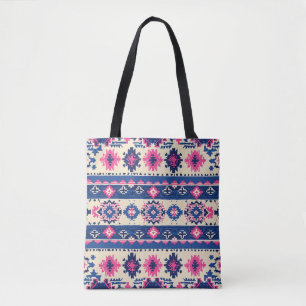 Bolsa de tetas de patrón geométrico - franjas azul