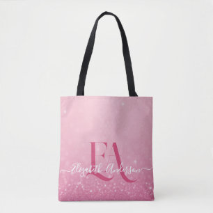 Bolsa de tetas de Purpurina rosa con iniciales y n