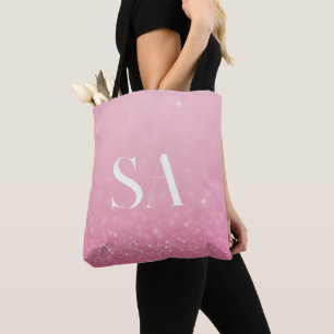 Bolsa de tetas de Purpurina rosa con iniciales y n