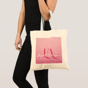 Bolsa de tetas de Purpurina rosa con iniciales y n