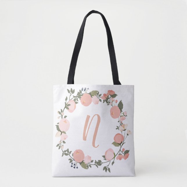 Bolsa de tetas inicial floral personalizada (Anverso)