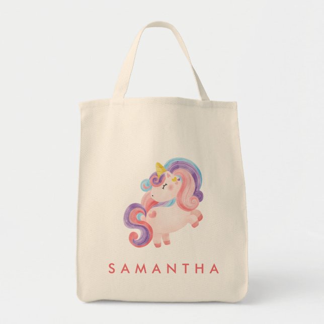 Bolsa de tetas rosa de arcoiris unicornio personal (Frente)