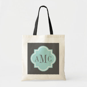 Bolsa de tetas verde azuladas con monograma de 3 l