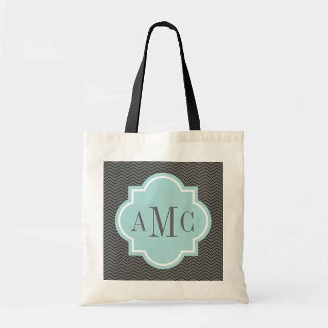 Bolsa de tetas verde azuladas con monograma de 3 l (Frente)