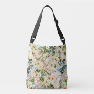 Bolsa de Textil Floral Hermoso Flores Azules y Bla