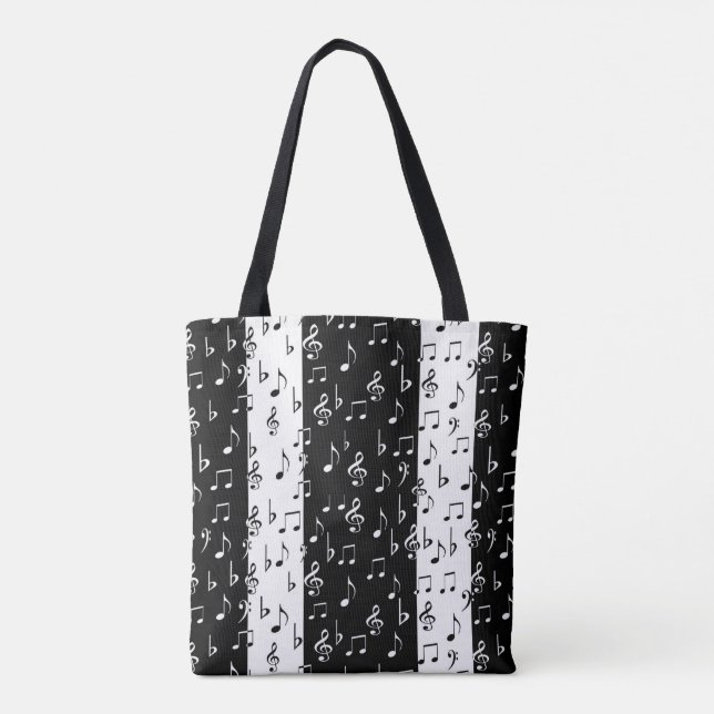 Bolsa de tiras musicales en blanco y negro (Reverso)