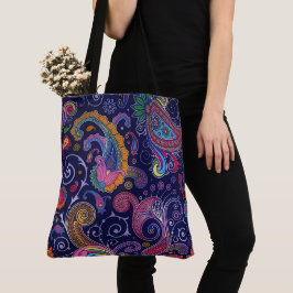 Bolsa de tocador azul Boho Paisley Tote