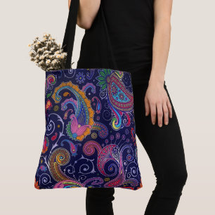 Bolsa de tocador azul Boho Paisley Tote