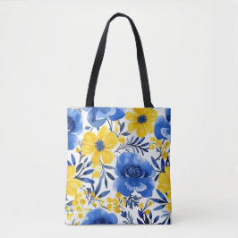 Bolsa de tocador azul y amarilla
