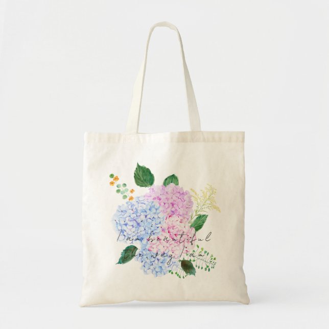 bolsa de tocador azul y rosa de hidrangea (Frente)
