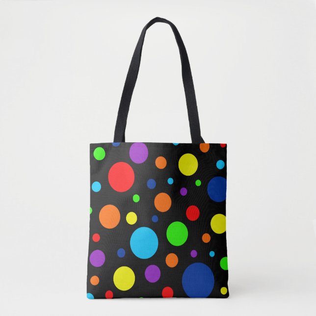 Bolsa de tocador Black Rainbow Spots Tote (Anverso)