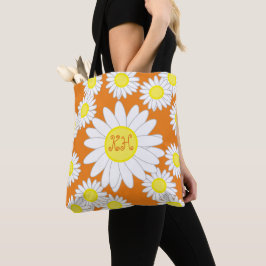 Bolsa de tocador blanca y amarilla de la margarita