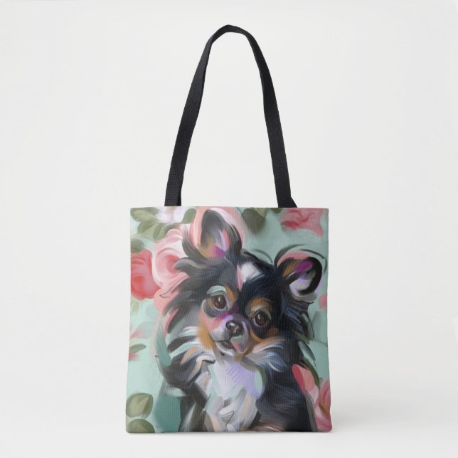 Bolsa de tocador con arte de Chihuahua| floral (Anverso)