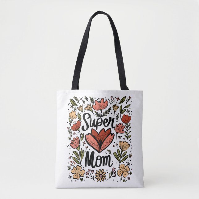 Bolsa de tocador con floral de Super Mom (Anverso)