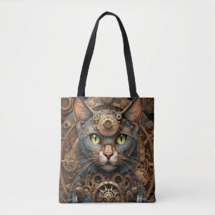 bolsa de tocador de arte de IA de un gato steampun