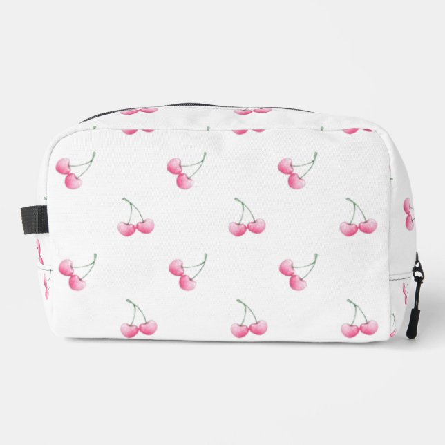 Bolsa de tocador de cerezas de coqueta rosa calien (Anverso)