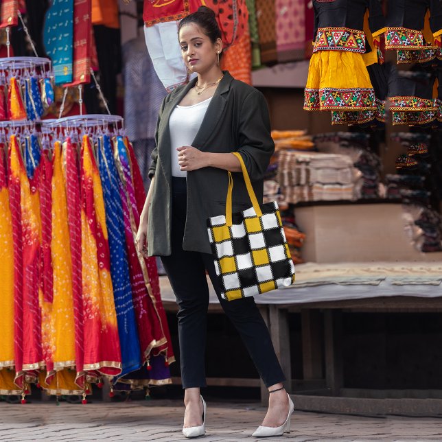 Bolsa de tocador de cheques monocromáticos amarill (Subido por el creador)