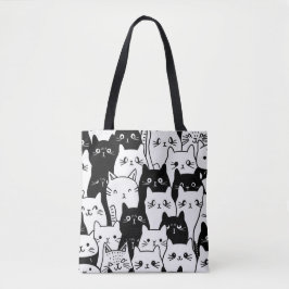 Bolsa de tocador de felino blanco y negro - elegan