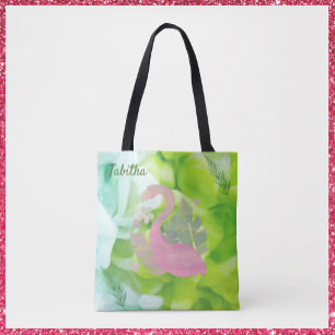 Bolsa de tocador de flamenco tropical y palmeras