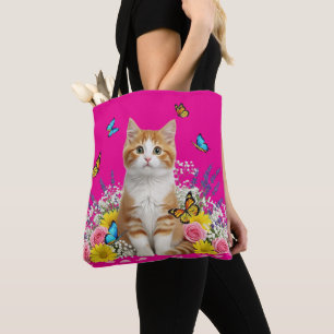 Bolsa de tocador de gato y mariposa