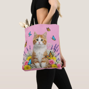 Bolsa de tocador de gato y mariposa