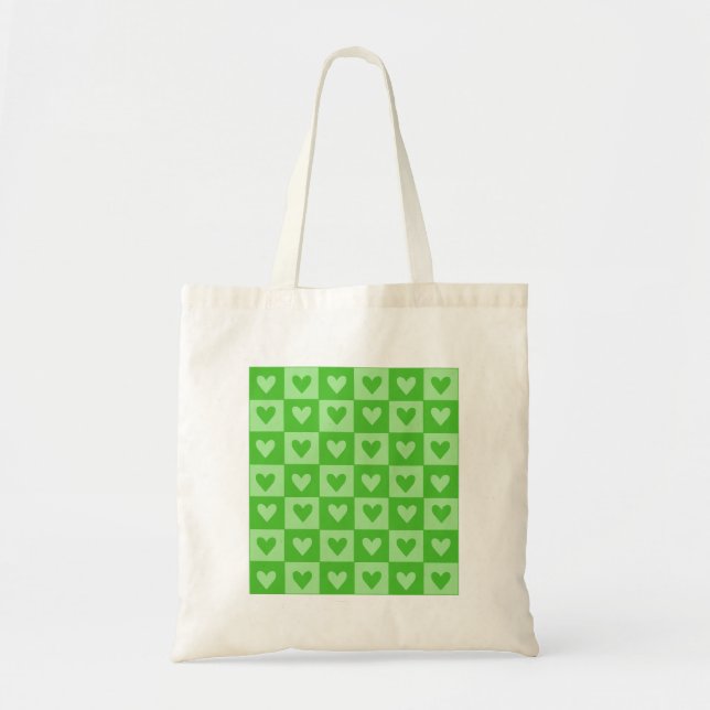 Bolsa de tocador de Green Heart Grid (Frente)